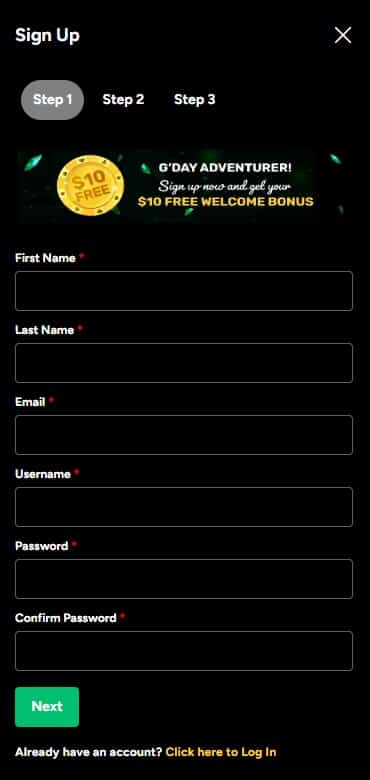 Ozwin Casino Login screenshot